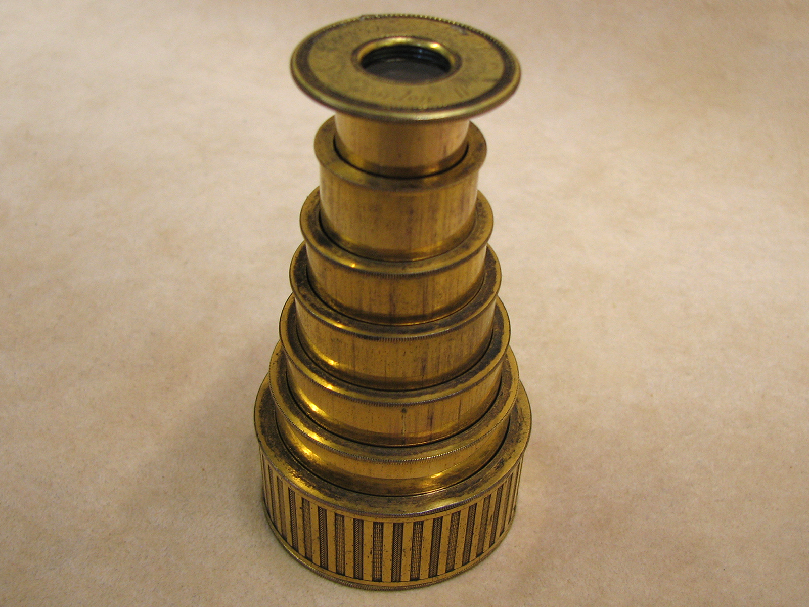 19th century Thomas Rubergall 6 draw brass monocular spyglass, circa 1820